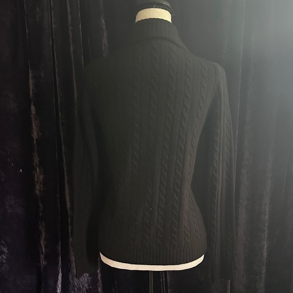 JCrew Cashmere Blend Black Cable Knit Cardigan Sz Small - Picture 3 of 3